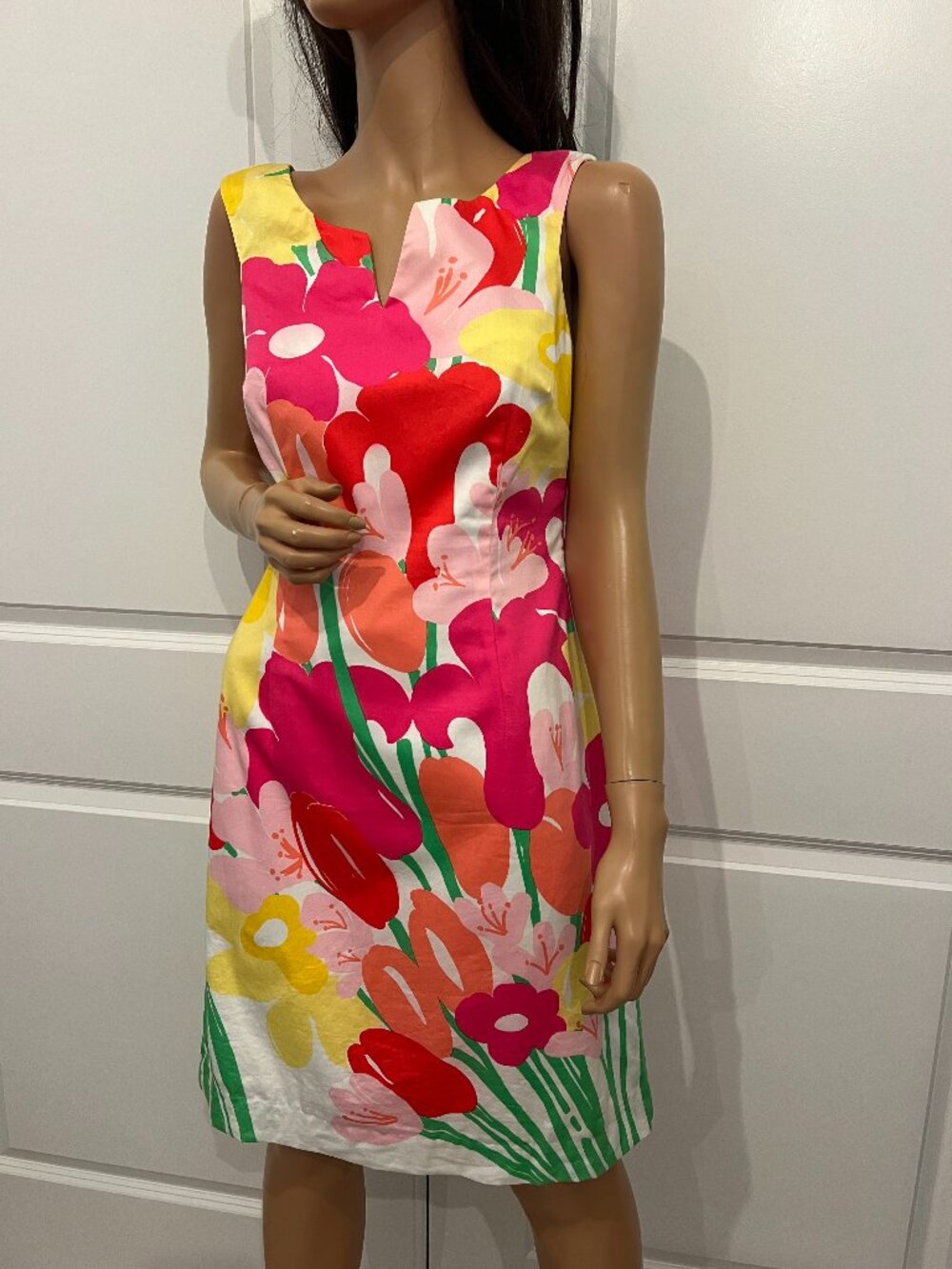 Lilly Pulitzer Lavish Lilly Women’s Floral Shift Dress Pink Yellow Sleeveless 4